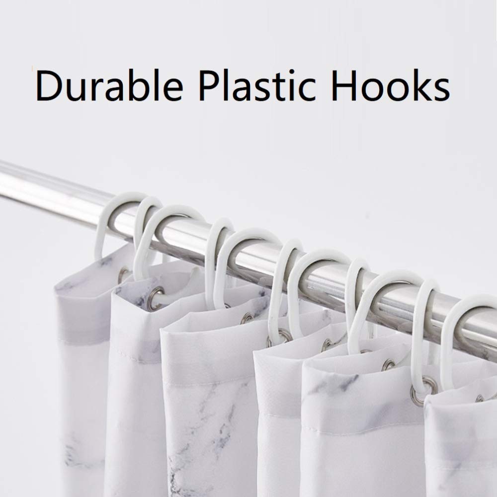 Yostev Marble Bathroom Shower Curtain,Grey and White Fabric Shower Curtain with Hooks,Unique 3D Printing,Decorative Bathroom Accessories,Water Proof,Reinforced Metal Grommets 72x72 Inches