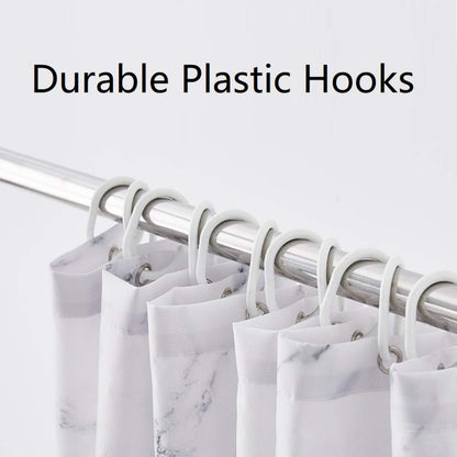 Yostev Marble Bathroom Shower Curtain,Grey and White Fabric Shower Curtain with Hooks,Unique 3D Printing,Decorative Bathroom Accessories,Water Proof,Reinforced Metal Grommets 72x72 Inches