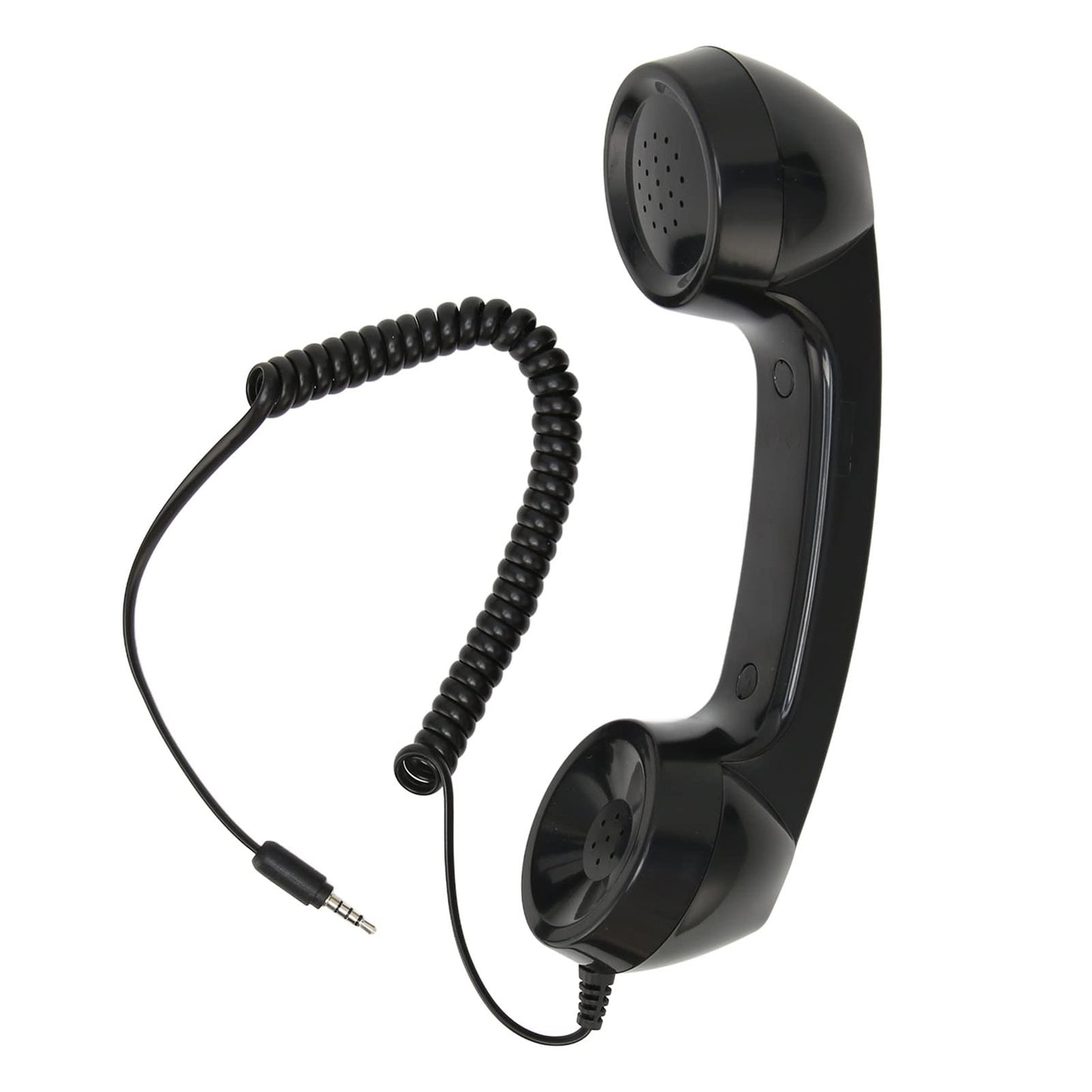 3.5mm Retro Telephone Handset, Cell Phone Handset, Cell Phone Receiver Microphone Speaker, for Smartphones and Computers with 3.5mm Headphone Jack (Black)