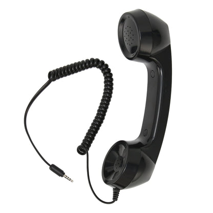 3.5mm Retro Telephone Handset, Cell Phone Handset, Cell Phone Receiver Microphone Speaker, for Smartphones and Computers with 3.5mm Headphone Jack (Black)