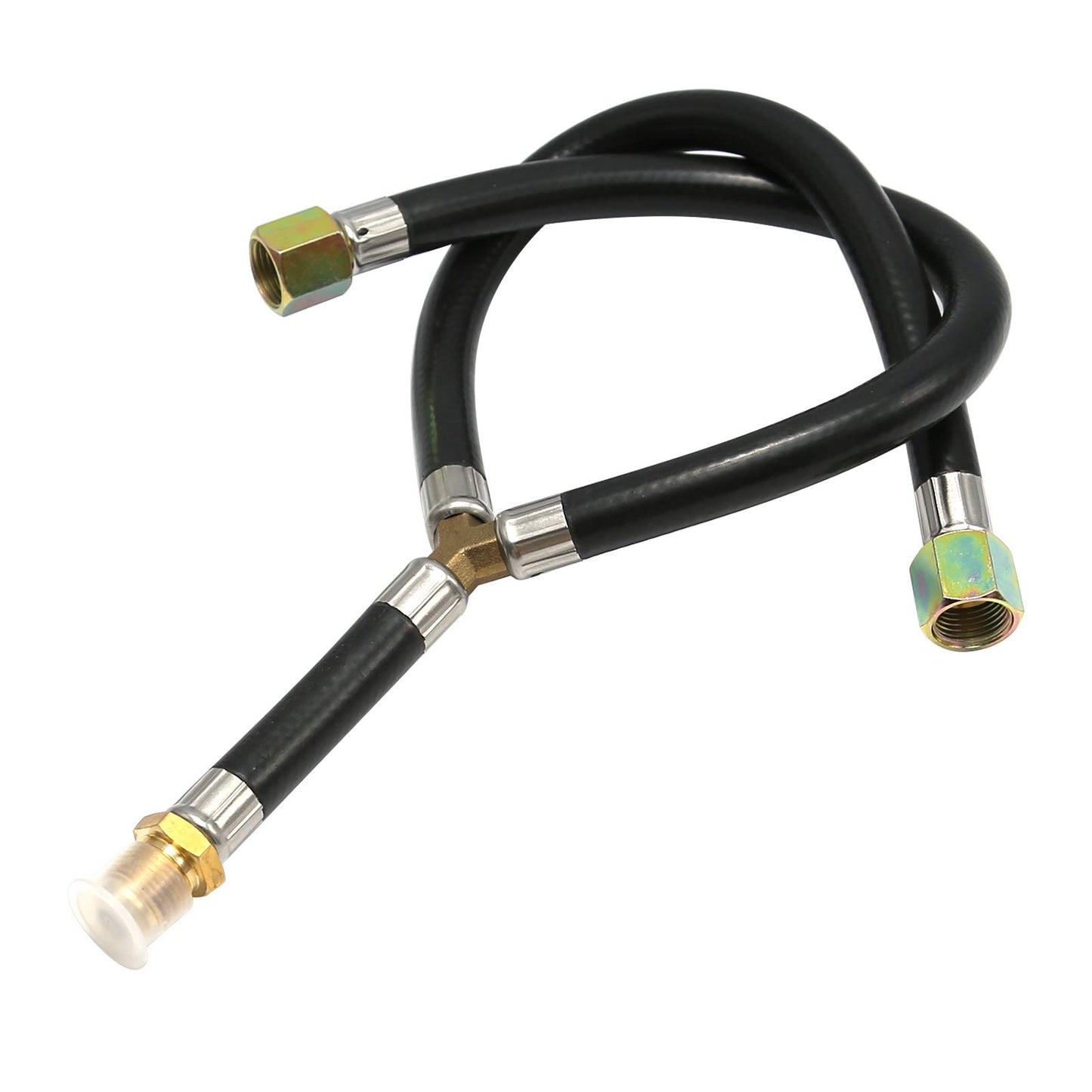 Vkinman 3/8" Flare Gas Barbecue Grill Extension Connection Flexible Hose Y-Splitter Hose Assemly Parts Inlet Pipe for BBQ Stove