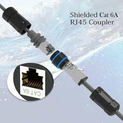 Elfcam - RJ45 Cat6A Coupler – IP68 Waterproof Shielded Ethernet Inline Adapter, 10 Gbps Pass-Through, Tool-Free Plug & Play for Starlink Gen3/Mini & Outdoor Network Extension, 1 Pack