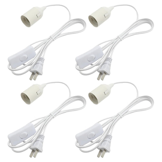 VIKKSAER 4 Pcs Hanging Lantern Cord with Switch, 10.86 Inch E26 Light Socket Extension Cord, Pendant Lamp Cord