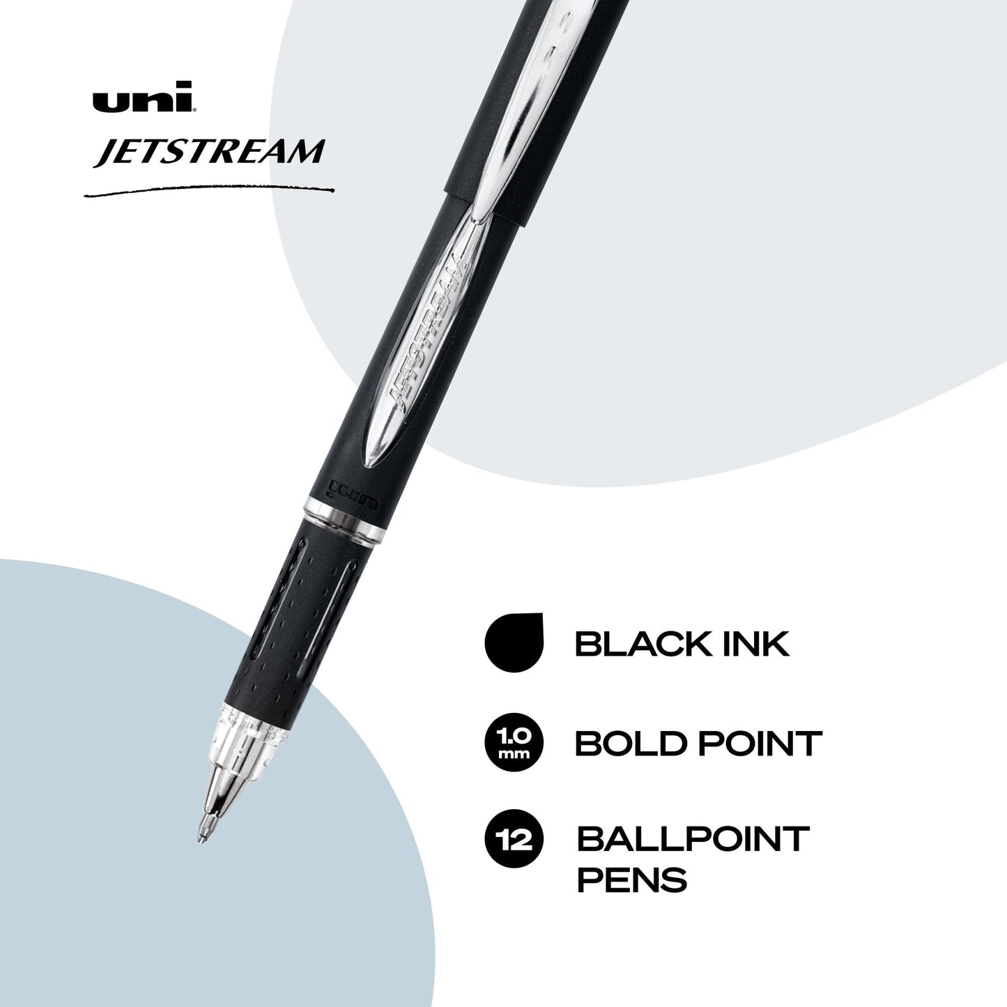 uni-ball Jetstream Rollerball, Stick Roller Ball Pen Bold-1.0mm, 12 Pack, Black Ink (33921)