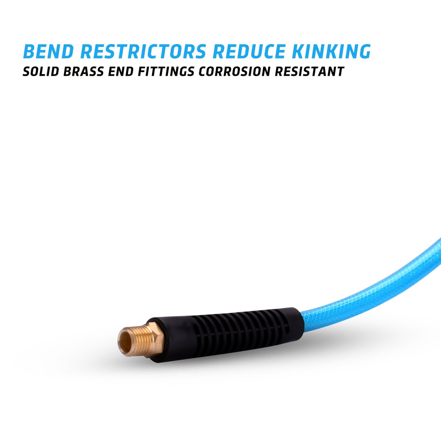 WYNNsky 1/4 inch x 25 feet Reinforced Polyurethane (PU) Air Hose, 300 PSI, Air Compressor PU Hose with 1/4" MNPT Brass Endings