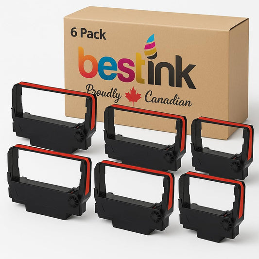 Best Ink Replacement Compatible ERC30 / ERC34 / ERC38 New Compatible Black & Red Ribbon - 6 Per Pack (Pack of 6) (Black & RED)