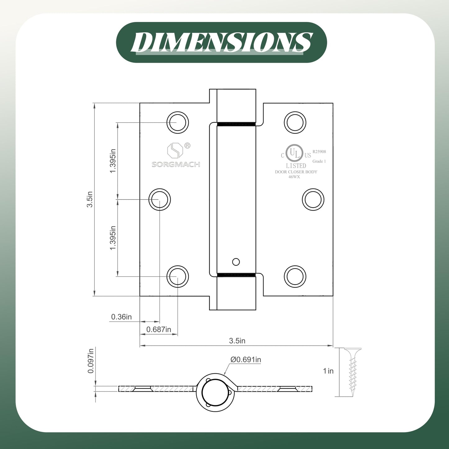 3 Pack Self Closing Door Hinges 3.5 inch Satin Nickel Door Hinges Spring Loaded Auto Close Hinges Square Corners Adjustable Tension for Interior Door 3 1/2 Auto Self-Closing Hinge
