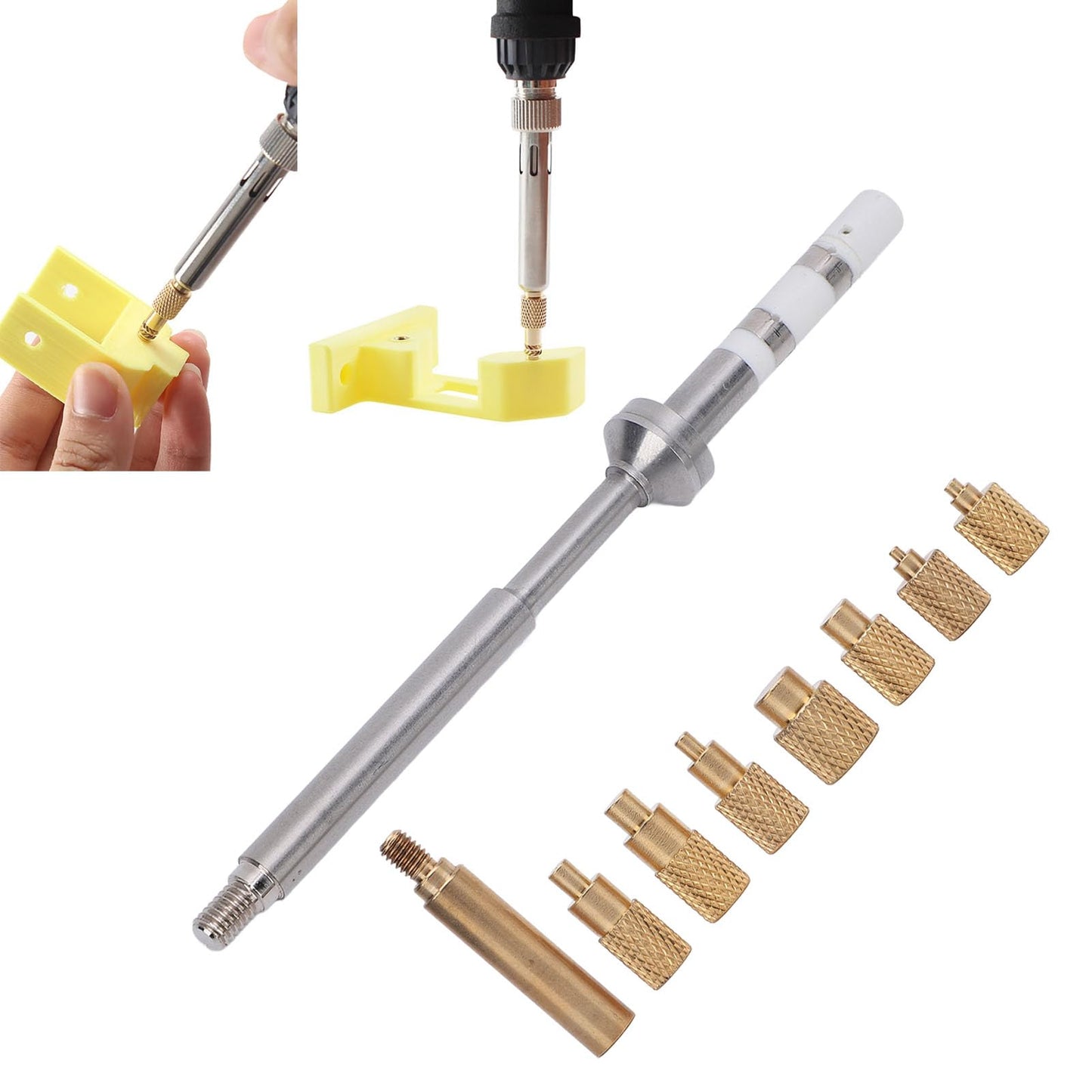 Brass Knurled Nut Inserts, Heat Set Insert Tool, Pine64 Adapter, for TS100, TS101, PTS200 Soldering Iron Head,Screw Design Nut Insert Kit with 2 Heating Head Adapters