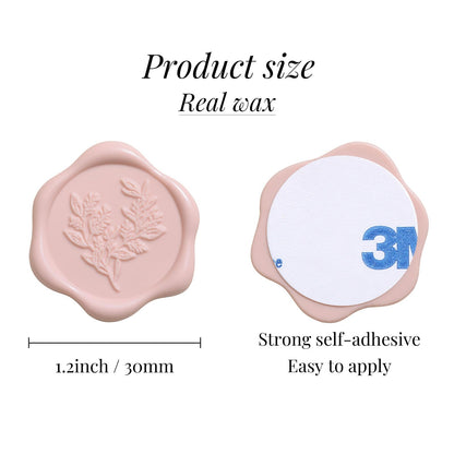 UNIQOOO Wax Seal Stickers - Eucalyptus Wedding Invitation Envelope Seal Stickers, 50 Pcs Self- Adhesive Blush Pink Stickers, Perfect for Invitation, Christmas, Gift Wrapping, Party