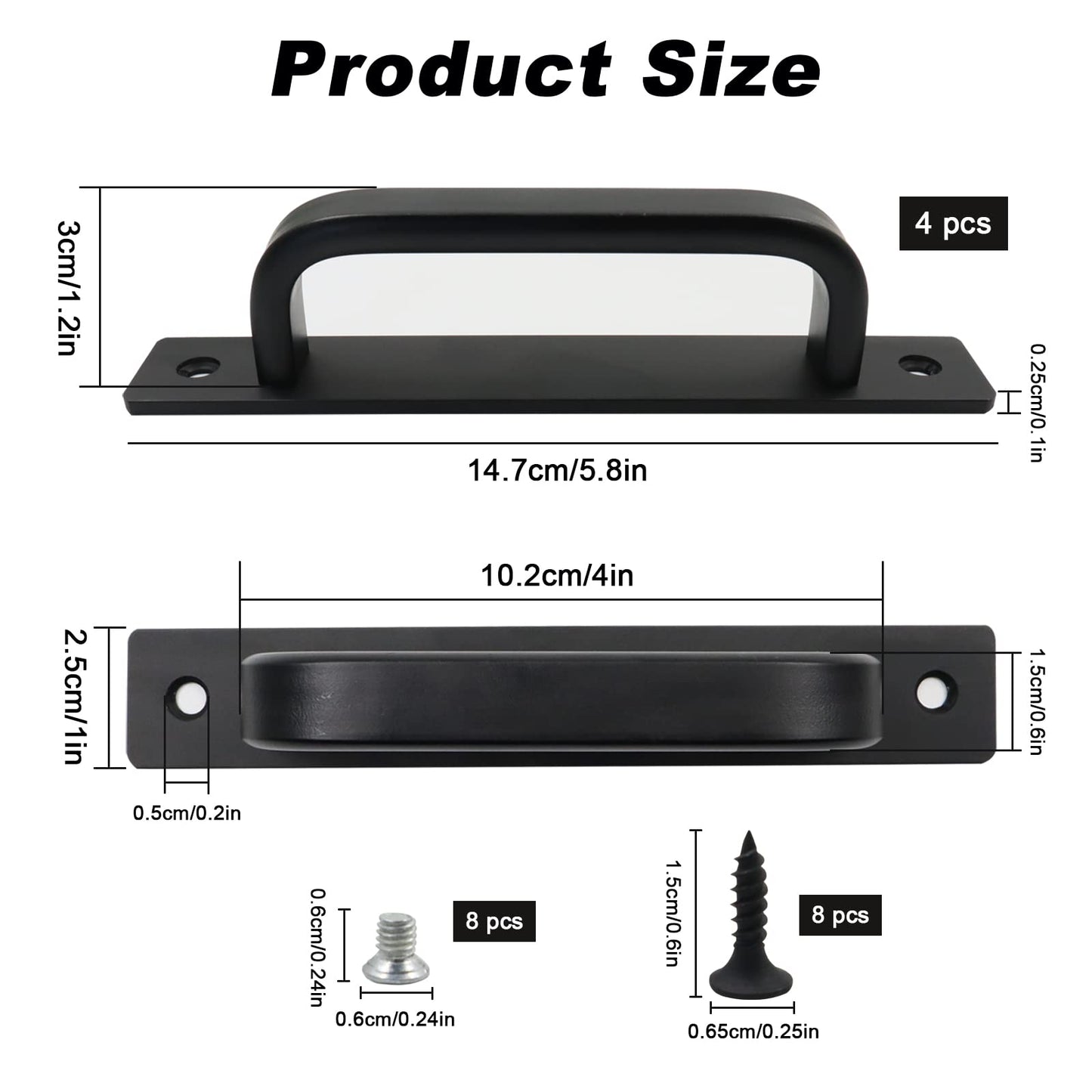 Yitexin 4 Pack Barn Door Handles, 5.79" Sliding Barn Door Pull Handle, Cabinet Door Handle with Screws, Heavy Duty Pull Push Door Plate Handle for Wardrobe Drawer Closet (4 Pack)