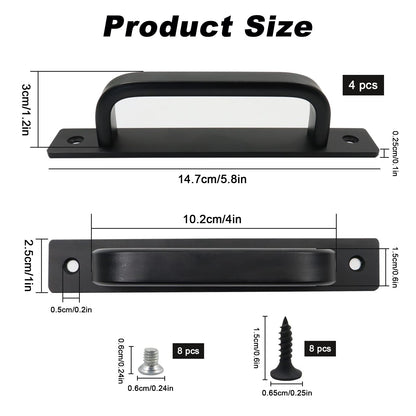 Yitexin 4 Pack Barn Door Handles, 5.79" Sliding Barn Door Pull Handle, Cabinet Door Handle with Screws, Heavy Duty Pull Push Door Plate Handle for Wardrobe Drawer Closet (4 Pack)