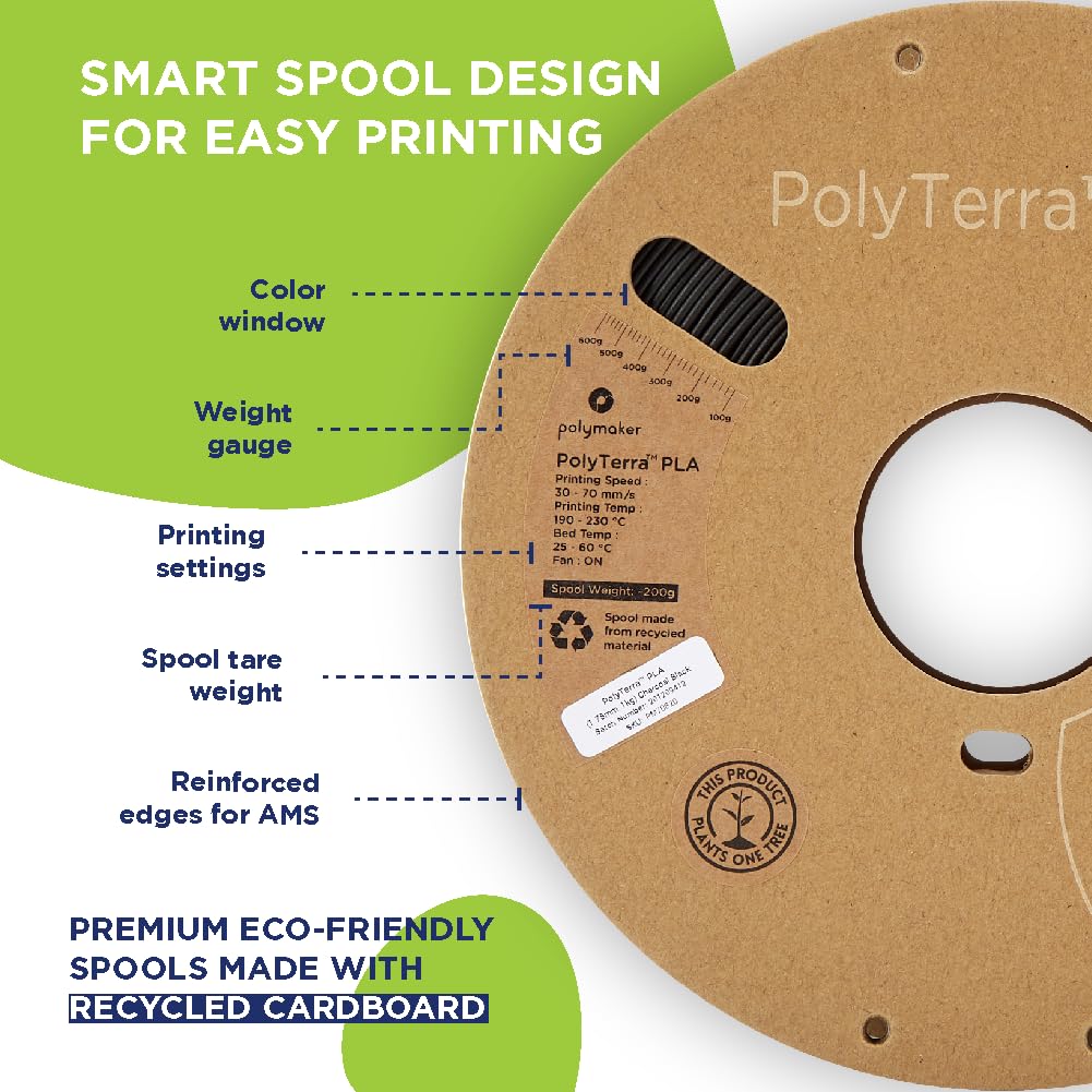 Polymaker Matte PLA Filament Matte Wood Brown 1.75mm 1kg 3D Printing Filament, PolyTerra 3D Printer PLA Filament