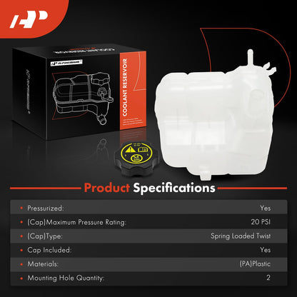 A-Premium Coolant Recovery Overflow Reservoir Tank [with Cap] Compatible with Chevrolet Cruze 10-16, Orlando 12-14 & Buick Cascada 16-18, Verano 12-17, 1.4 1.6 1.8 2.0 2.4