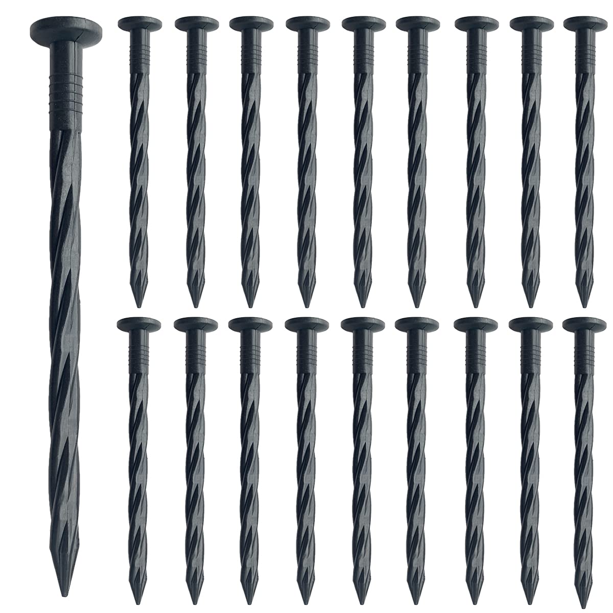 Aoipend 100 Pack Plastic Edging Nail, Spiral Nylon Landscape Anchoring Spikes, 8 inch Garden Landscapes Stakes for Lawn Paver Edging, Weed Barrier, Artificial Turf Black