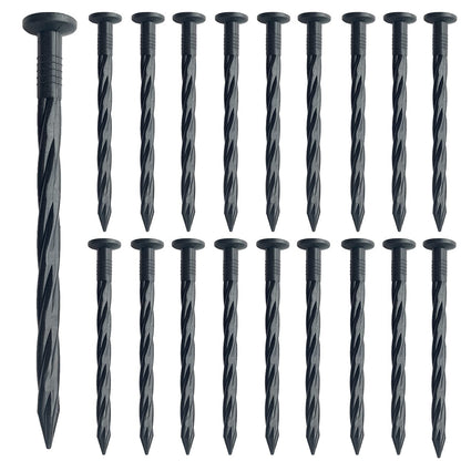 Aoipend 100 Pack Plastic Edging Nail, Spiral Nylon Landscape Anchoring Spikes, 8 inch Garden Landscapes Stakes for Lawn Paver Edging, Weed Barrier, Artificial Turf Black