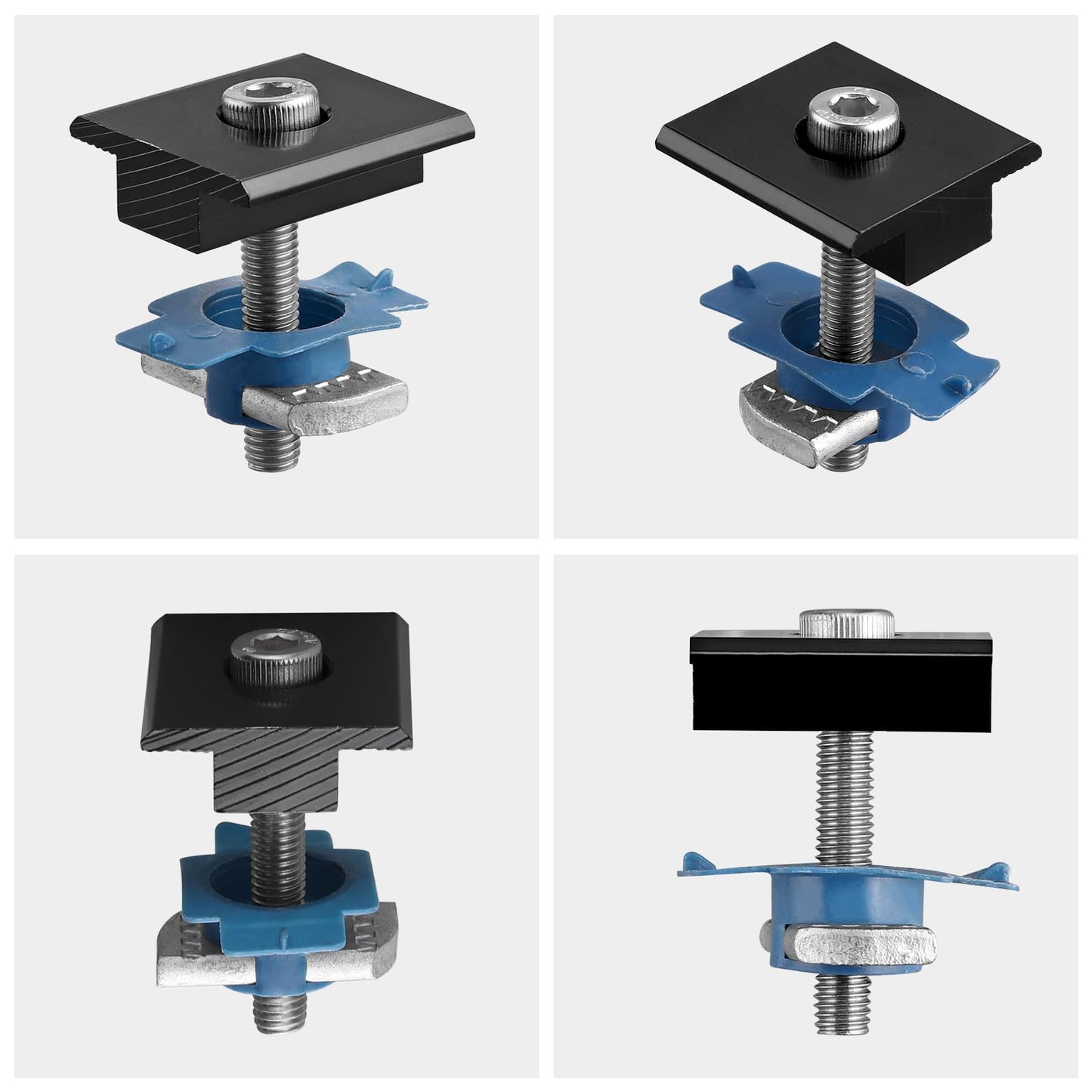 Anbte 10pcs Solar Panels Mid Clamps for Unistrut, Aluminium Solar Panel Brackets 30mm/35mm, Mounting Kit for Metal Roof, Tin Roof, Flat Roof, Sheet Roof, Black