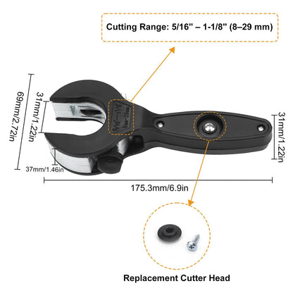 SUNJOYCO Ratcheting Tubing Cutter, Ratchet Pipe Cutter 5/16" to 1-1/8", 2 in 1 Close Quarters Tube Compact Cutters, Ratchet-Type Tube Cutting Tool for Copper, Aluminum, PVC, PEX, Steel, Fuel Pipe