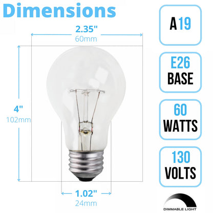 Xtricity A19 Clear Incandescent Rough Service Light Bulb, 60 Watt, 2700K Soft White, E26 Medium Base, 560 Lumens, 130V,12 Count (Pack of 1)