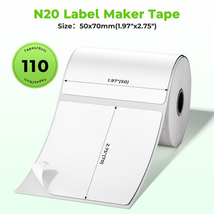 3-Rolls Thermal Sticker Label Paper Compatible with SUPVAN T50M Pro,ETIKEZ PM260,NDYIN N20 and ORGSTA T003 Label Maker Tape, 50x70mm(1.97"x2.75"),110 Labels/Roll, for Barcode, Address, Name Tag,White