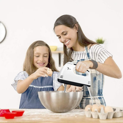 7-Speed Hand Mixer for Baking, Electric Handheld Mixer with Stainless Steel Beaters & Dough Hooks, Turbo Function Immersion Whisk for Cookie Dough (Hand Mixer)