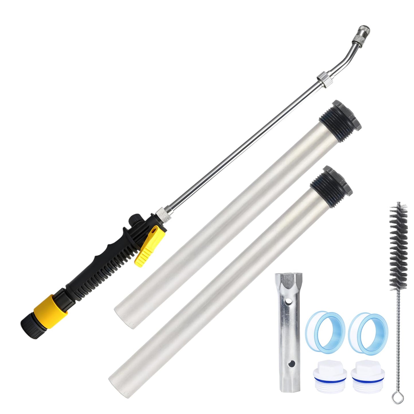 9PCS RV Water Heater Anode Rod & Cleaning Kit - 9.25" L 3/4" NPT Magnesium Rods for Suburban/Mor-Flo, RV Tank Rinser, Stainless Steel Brush, Wrench - Extends Heater Lifespan (9 PCS)