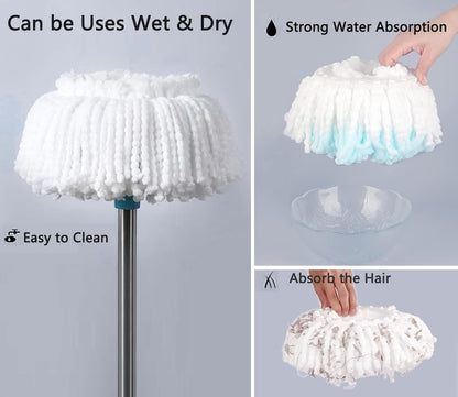 6 Pack Spin Mop Head Refill, Universal Round Mop Head Replacement, Microfiber, Machine Washable