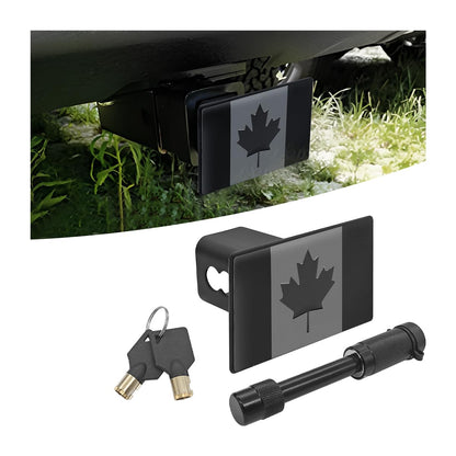 XINLIYA Canada Flag Trailer Hitch Cover, Metal 2 Inch Receiver Tow Dust Plug with 5/8-Inch Pin Diameter Hitch Lock, Dustproof Auto Protective Accessories, Universal for Pickup, Truck, RV