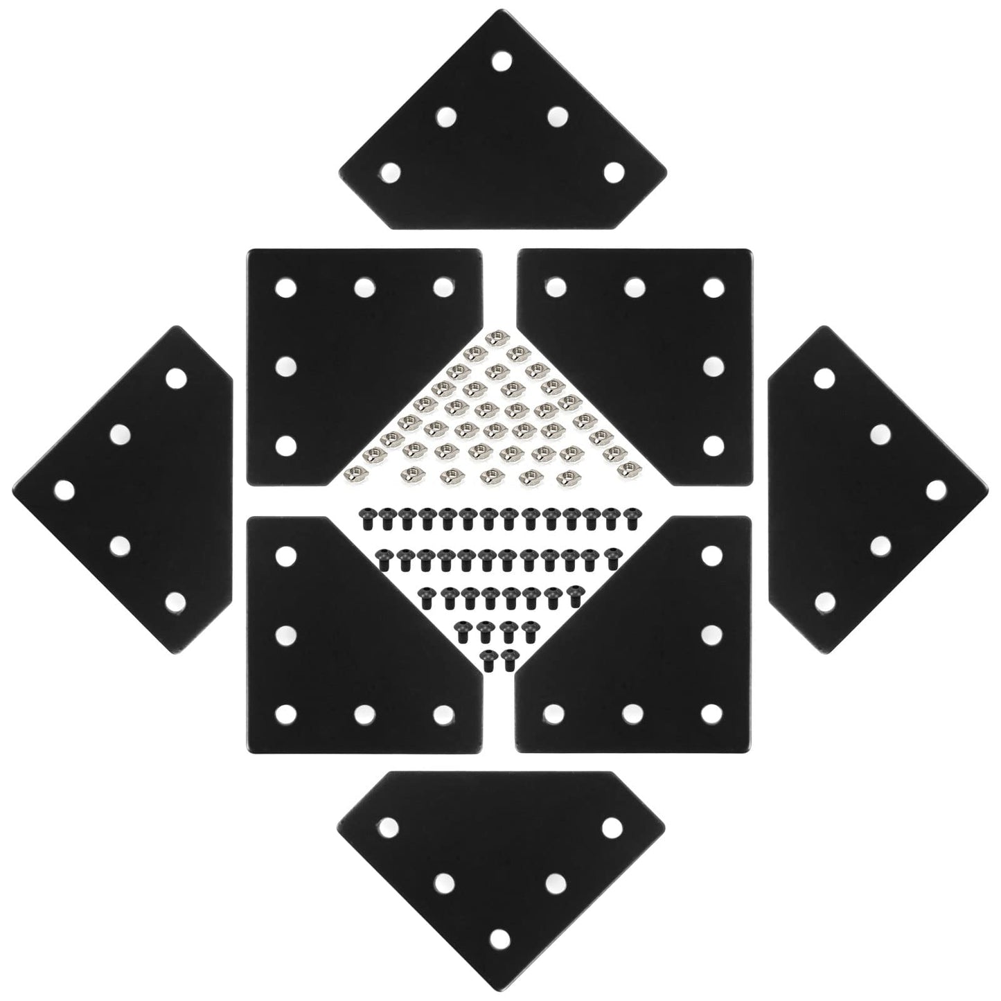 2020 Aluminum Extrusion Connector Bracket Set Included 8PCS Joint Plates,40Pcs M5 L-Slot Nuts and 40Pcs M5x8mm Hex Socket Cap Screw for 2020 Series Aluminum Profile 3D Printer Frame