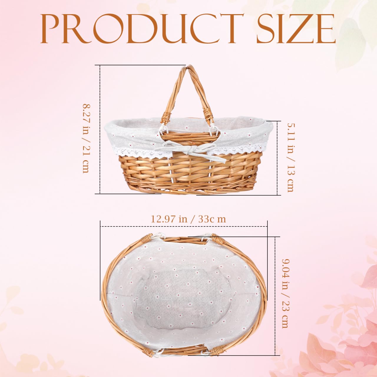 Ciieeo Wicker Easter Basket - Handmade Rattan Basket with Double Handles for Egg Hunt & Candy Gift - Woven Hampers for Picnic or Spring Decor
