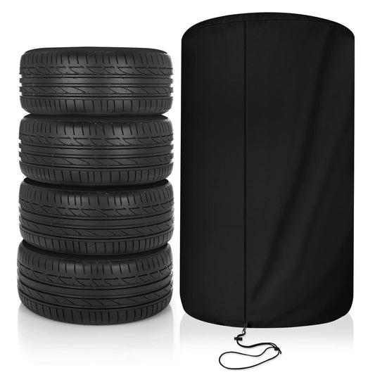 Tire Cover, Seasonal Tire Storage Bags Fits up to Diameter 32" Tires, Upgraded 600D Oxford Cloth Tire Covers for Outdoor Indoor, Waterproof Dust-Proof (Black)