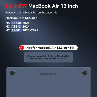 BlueSwan for MacBook Air 13 inch Case, M4 M3 M2 2026-2022 A3240 A3113 A2681, 100% Match Official Color, Anti Scratch, Easy to Snap on, Air 13.6'' Hard Shell Protective Laptop Cover, Midnight Clear