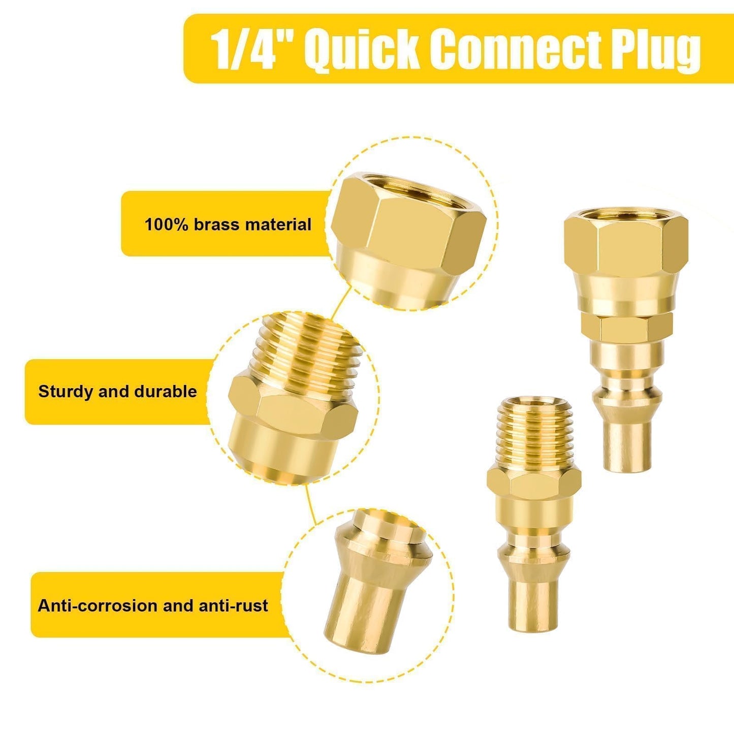 EEEKit 1/4" RV Propane Quick Connect Fittings, Brass 1/4" Natural Gas Quick Connect Disconnect Kit with 3/8" Male Female Flare, 1/4" Male Female NPT, Gas Grill Quick Connector Adapter for Camping BBQ