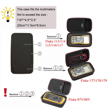 RLSOCO Hard Case for Fluke 115/117/114/17B+/233/179/15B+/116/177/18B+/113/77-IV & Fluke 101/106/107 Digital Multimeter, Fluke Multimeter Case with DIY Foam, Fits More Models - Red YKK Zip