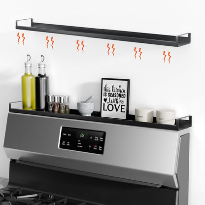 Bumusty Magnetic Shelf for Stove, Kitchen Shelf Magnetic Stove Top Shelf, 30" Expandable Over The Kitchen Organization for Flat Top Stove Only