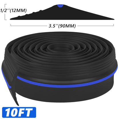 10FT Garage Door Bottom Threshold Seal Strip with 300ml Black Adhesives, Universal Rubber DIY Bottom Floor Threshold Seal, Weatherproofing Weather Stripping Replacement (3.05M, Black&Blue)