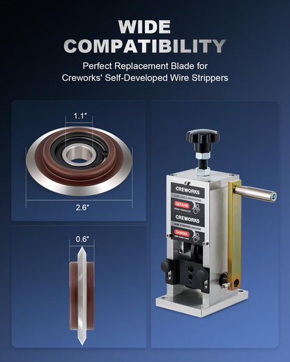 CREWORKS Cable Stripper Replacement Blade, Replacement Blade for 1.5-25 mm Copper Wire Stripping Machine, 65mm OD 28mm ID Wire Cable Stripper Replacement Blade, 2.6" OD. 1" ID. Steel Replacement Blade