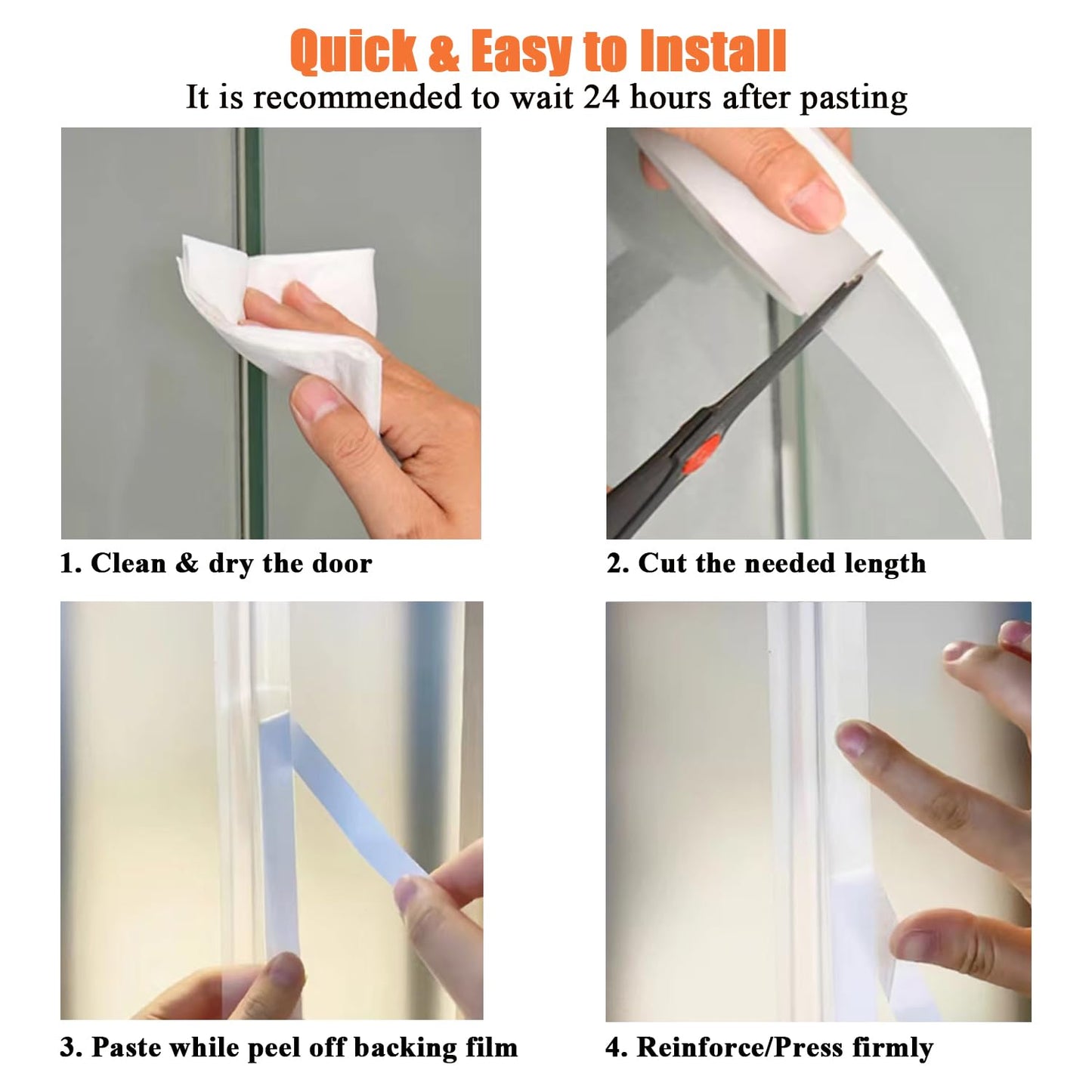 32.8FT Silicone Weather Stripping Door Seal Strip, No Residue Glass Shower Door Seal Strip Under Door Draft Stopper Silicone Sealing Tape for Doors Windows Shower Glass Gap,Transparent,35MM