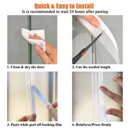 32.8FT Silicone Weather Stripping Door Seal Strip, No Residue Glass Shower Door Seal Strip Under Door Draft Stopper Silicone Sealing Tape for Doors Windows Shower Glass Gap,Transparent,35MM
