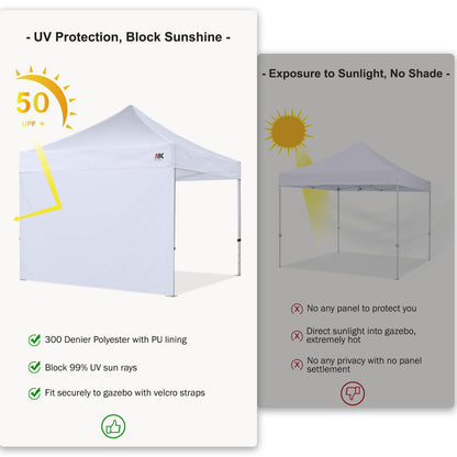 ABCCANOPY Instant Canopy SunWall for 10x10 Feet, 10x20 Feet Straight Leg pop up Canopy, 1 Pack Sidewall Only,White