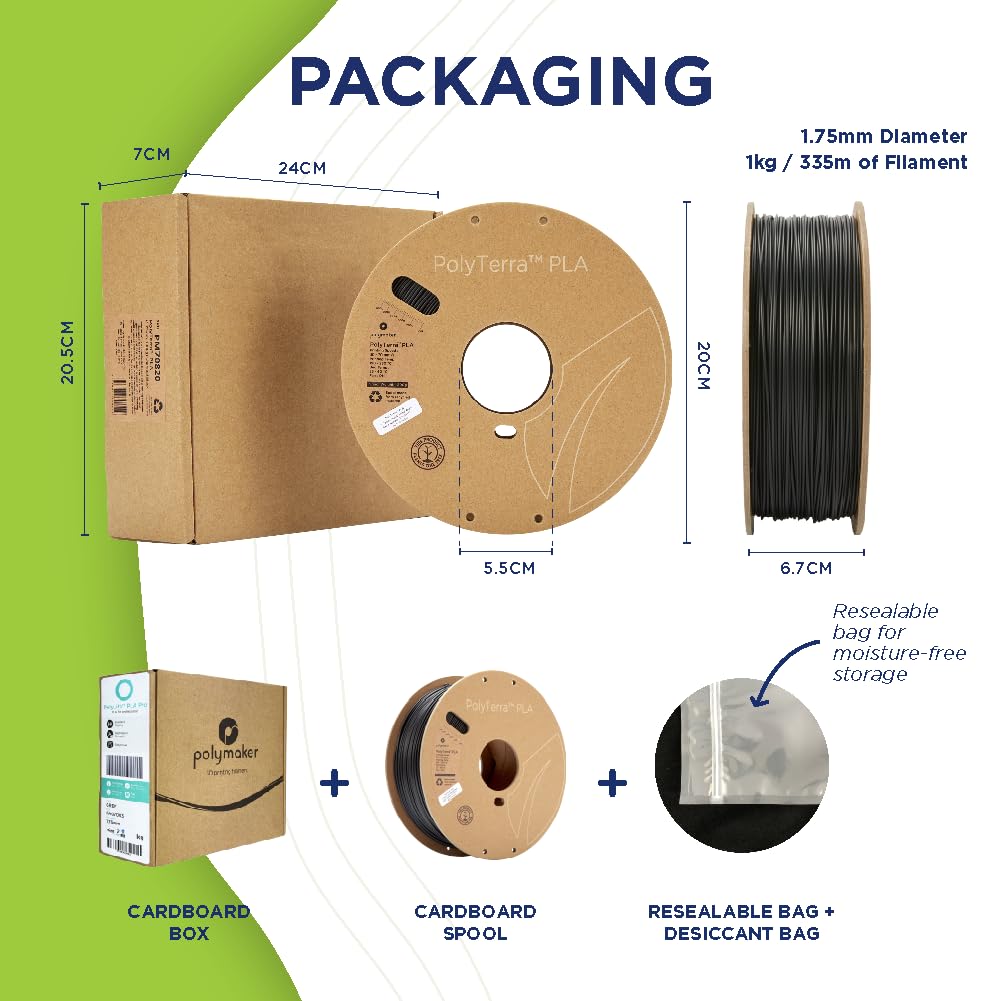 Polymaker Matte PLA Filament Matte Wood Brown 1.75mm 1kg 3D Printing Filament, PolyTerra 3D Printer PLA Filament
