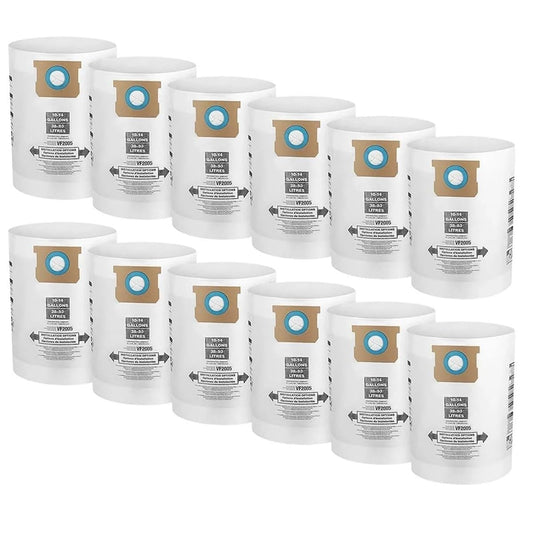 12 Pack Replacement Collection Filter Bags for Shop-Vac VF2005 9066200 10-14 Gallon Type F + Type I Vacuum Cleaner, Replace Part 90662 and 90672