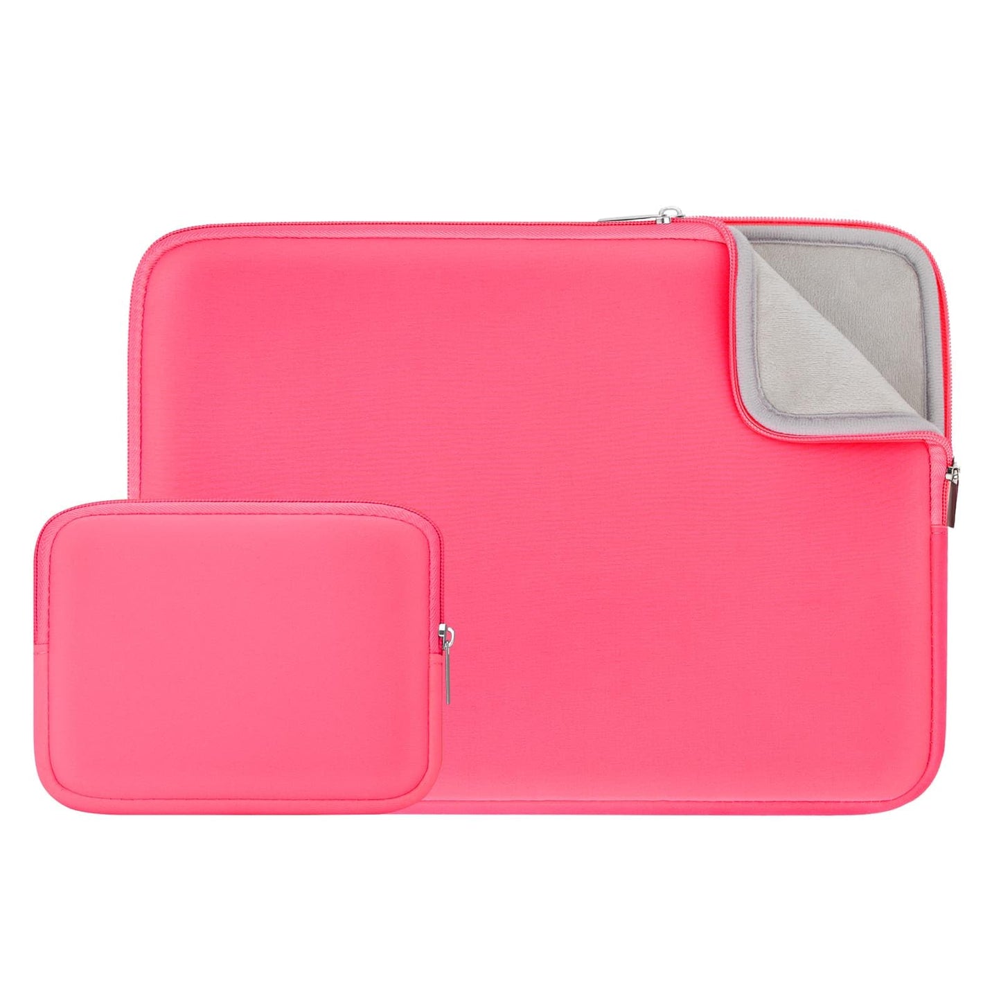RAINYEAR 15.6 Inch Laptop Sleeve Case Soft Fluffy Lining Bag with Accessories Pouch, Compatible with 15.6" Dell HP ThinkPad Lenovo Asus Acer Samsung Notebook Chromebook (Bright Pink, Upgraded Version)