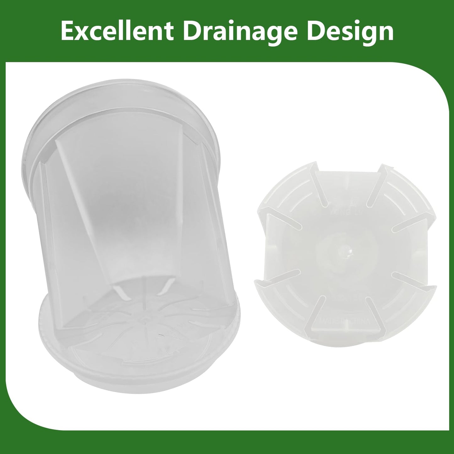 YALIOURS Clear Nursery Pots for Plants, 4/5/6/7 inch Transparent Plastic Plant Pots with Drainage Holes, 8 Pack Garden Pots Seed Starter Pots with Tray and 10pcs Plant Labels