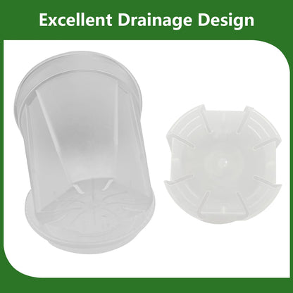 YALIOURS Clear Nursery Pots for Plants, 4/5/6/7 inch Transparent Plastic Plant Pots with Drainage Holes, 8 Pack Garden Pots Seed Starter Pots with Tray and 10pcs Plant Labels