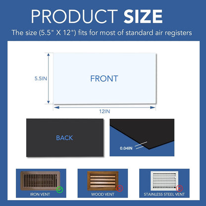 DIYMAG 4Pack Strong Magnetic Vent Covers, Vent Covers for Home Floor Standard Air Registers, 5.5 inch X 12 inch Air Vent Covers for Floor Wall and Ceiling Registers, Home and RV, HVAC