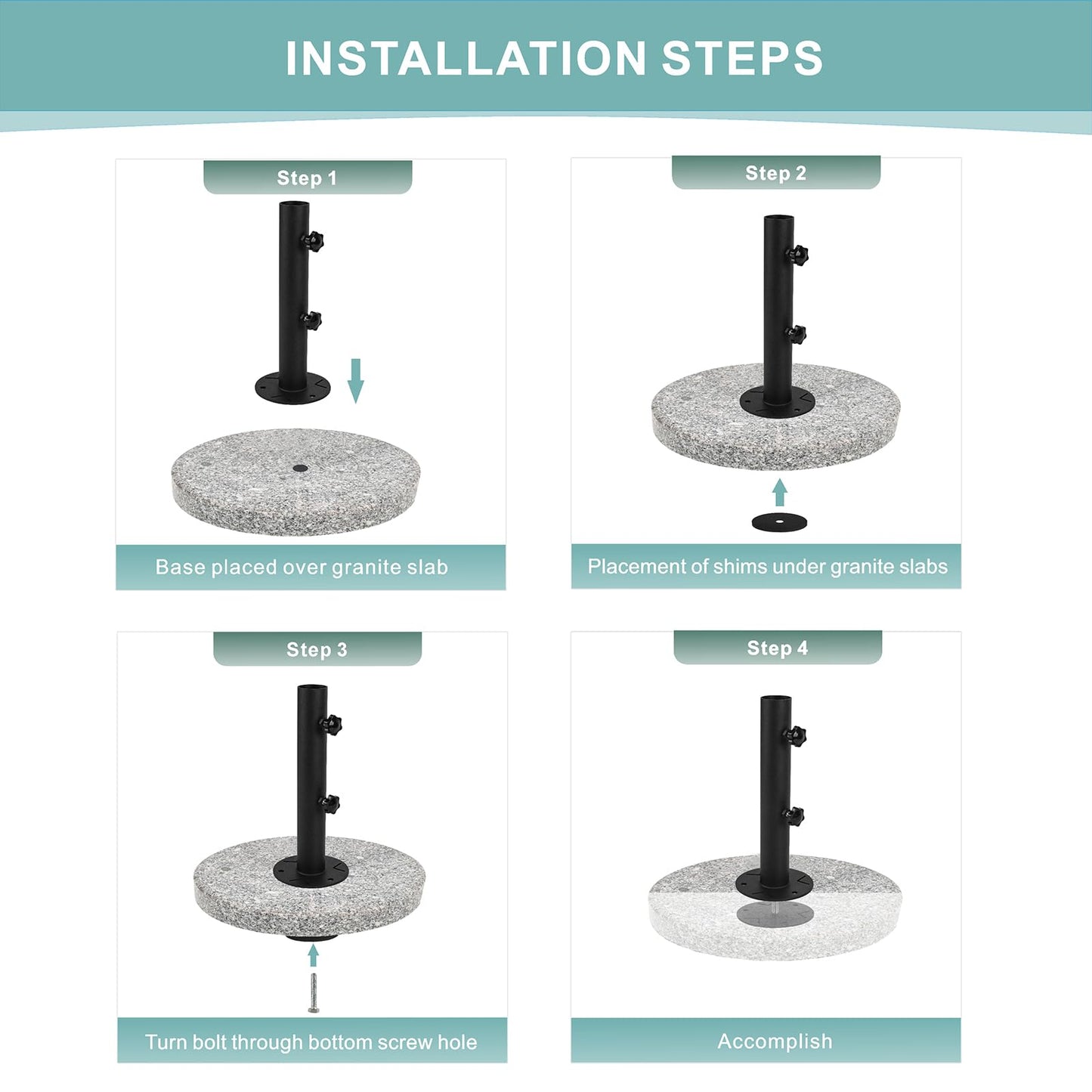 Wdwlbsm Universal Granite Umbrella Stand Tube, Stone Umbrella Tube Base for Outside, Heavy Duty Parasol Base, Umbrella Pole Mount Stand Tube Set, Table Umbrella Tube Bracket, DIY Umbrella Stand Parts