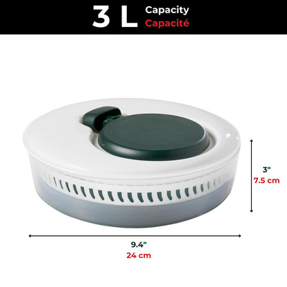 Starfrit Collapsible Salad Spinner 3L Capacity - Compact Storage - Basket Doubles as Colander - Bowl Can Be Used For Serving