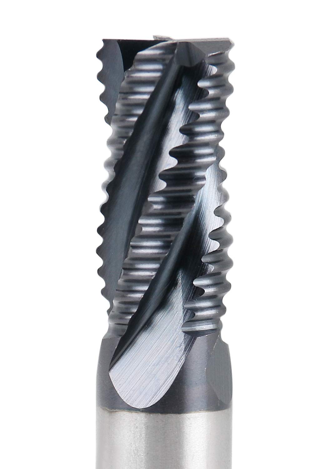 Accusize Industrial Tools 3/8'' Dia by 3/8'' Shk Dia Coarse Tooth M42 8% Cobalt Tialn Roughing End Mill, 3/4'' Flt Length, 2-1/2'' Oal, 1102-0038