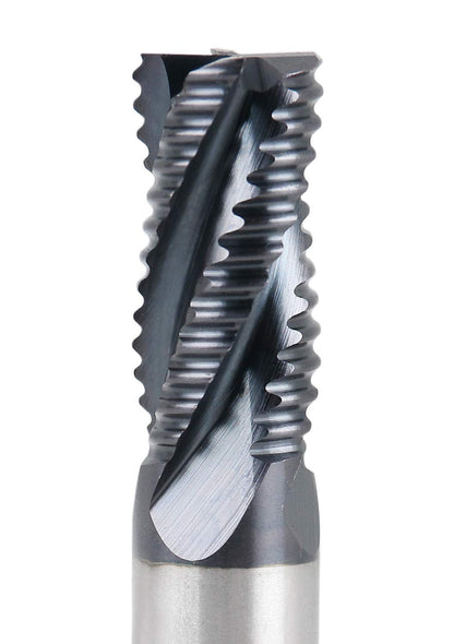 Accusize Industrial Tools 3/8'' Dia by 3/8'' Shk Dia Coarse Tooth M42 8% Cobalt Tialn Roughing End Mill, 3/4'' Flt Length, 2-1/2'' Oal, 1102-0038