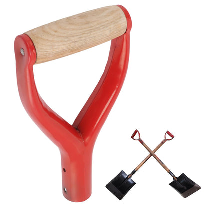 D Grip Shovel Handle, 1.22in ID Reusable Spade Replacement With Wooden Grip, Metal for Garden Digging Raking Tool (Red)